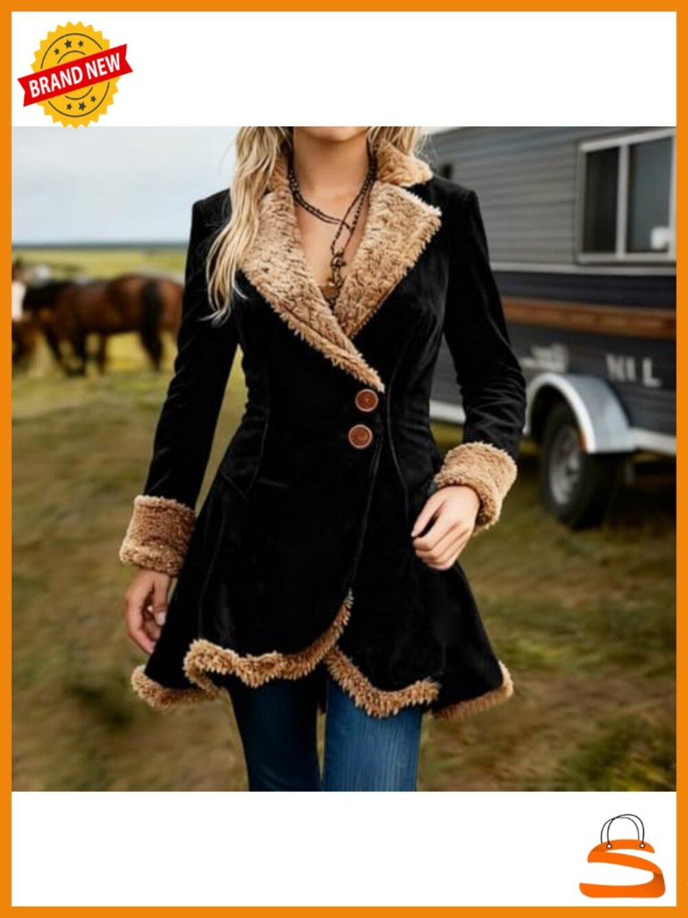 Faux Leather Suede Jacket Sherpa Lined Fleece Coat Women's Winter - Picture 3 of 6